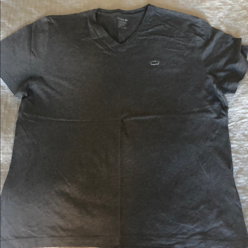 Lacoste grey v neck tee size XXL 100% pima cotton